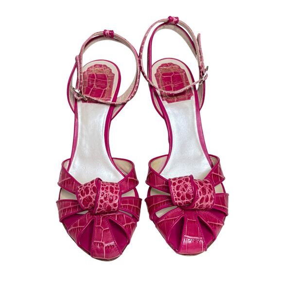 Christian Dior Crocodile Embossed Leather Karma Sandal Violet Moyen 37.5 7.5 - Picture 2 of 9